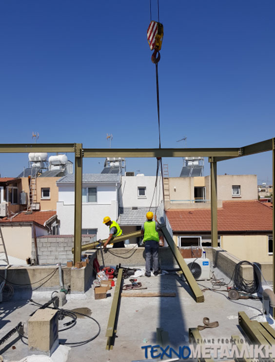 Steel frame construction in Cyprus by Technometalliki LTD for strong structural builds